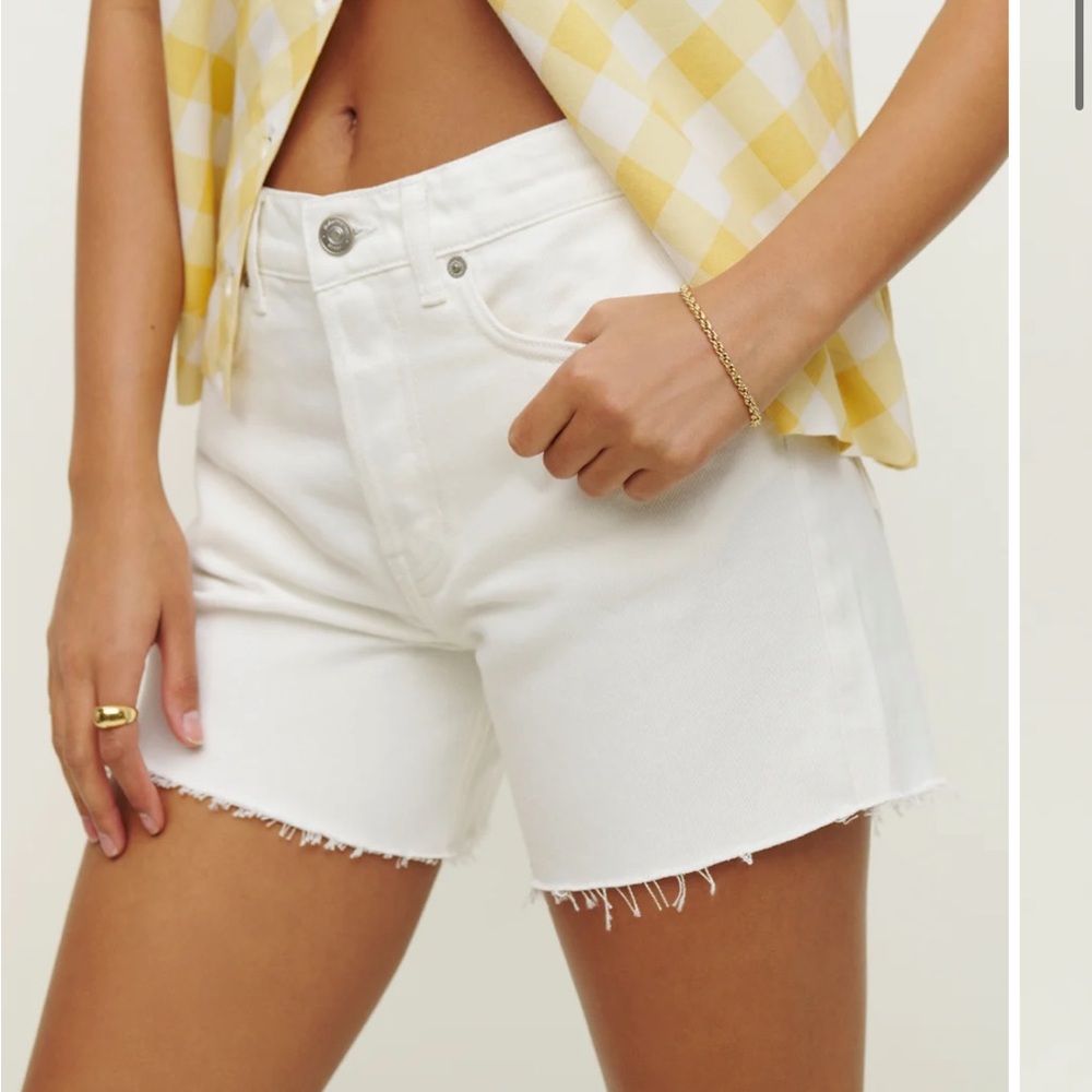 Reformation White Jean Shorts